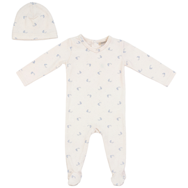 Fragile Fragile Boy Cotton Floral Romper with Matching Hat