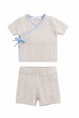 Fragile Fragile Boy Lace Textured Knit Top and Short Set
