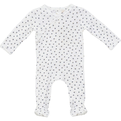 Fragile Fragile Boy Pointelle Flower Print Wrap Romper