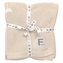 Fragile Fragile Chunky Knit Blanket with Floral Embroidery