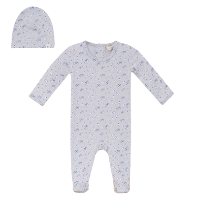 Fragile Fragile Floral Print Romper with Hat