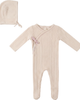 Fragile Fragile Girl Lace Textured Cotton Wrap Romper with Bonnet - 1