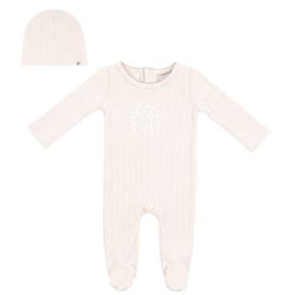 Fragile Fragile Lace Rib Romper with Matching Hat