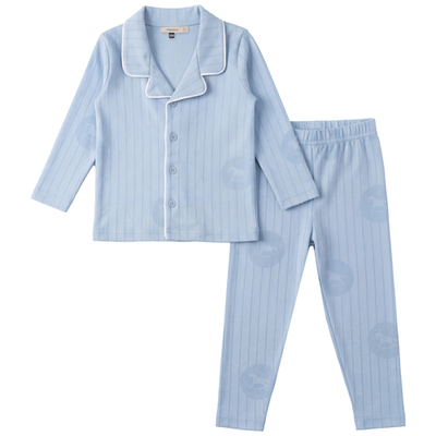 Fragile Fragile Lapel Pajama Set, Collared Button Up Top and Elastic Waist Pants