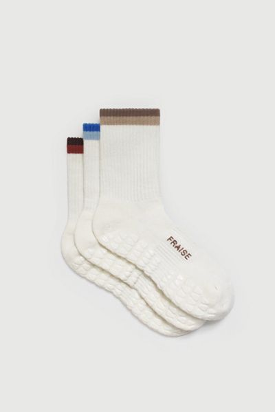 Fraise Fraise Calder Set of 3 Pilates Grip Socks in Cassis/Malt/Goji, Women's at Urban Outfitters