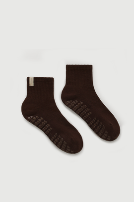 Fraise Fraise Espresso Quarter Crew Grip Sock 