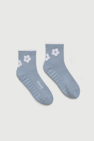 Fraise Fraise Flora Grip Sock in Sky, Women's at Urban Outfitters