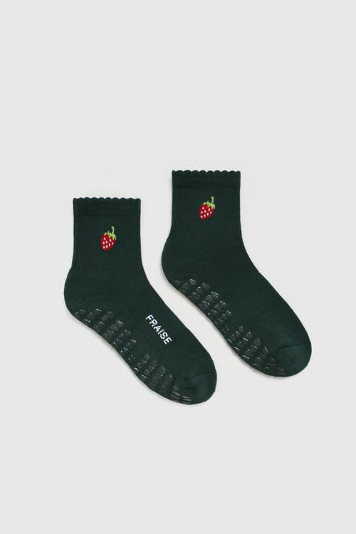 Fraise Fraise Garden Party Quarter Crew Grip Socks 