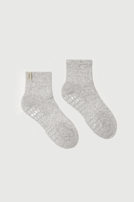 Fraise Fraise Heather Grey Quarter Crew Grip Sock 