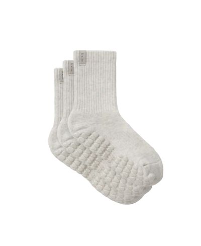 Fraise Fraise Heather Oat Trio Grip Socks, Pack of 3