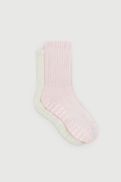 Fraise Fraise Slouch Duo Pilates Grip Socks Set of 2 in Primrose/Ivory, Women's at Urban Outfitters