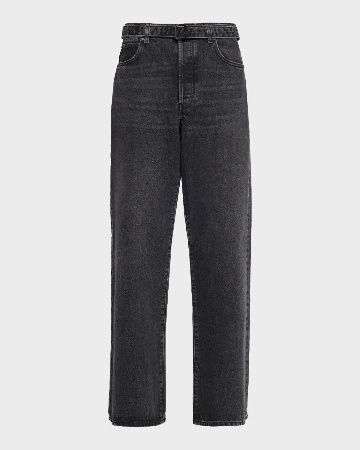 FRAME Belted Straight-Leg Jeans