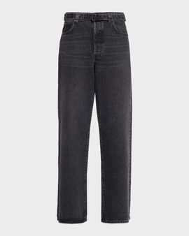 FRAME Belted Straight-Leg Jeans