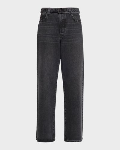 FRAME Belted Straight-Leg Jeans
