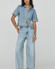 FRAME Crochet Bow High Rise Crop Barrel Jeans - 1