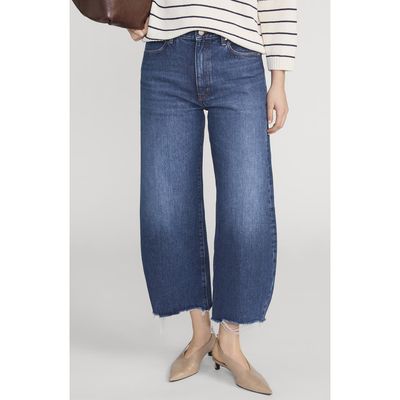 FRAME FRAME Bowed Raw Hem Straight Leg Jeans
