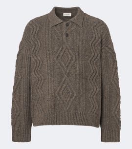 Frame Frame Cable-knit wool and alpaca-blend polo sweater