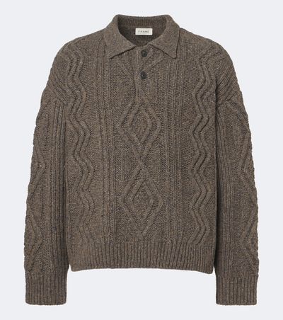 Frame Frame Cable-knit wool and alpaca-blend polo sweater