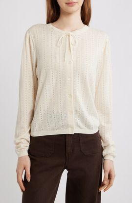 FRAME FRAME Cotton & Modal Pointelle Cardigan