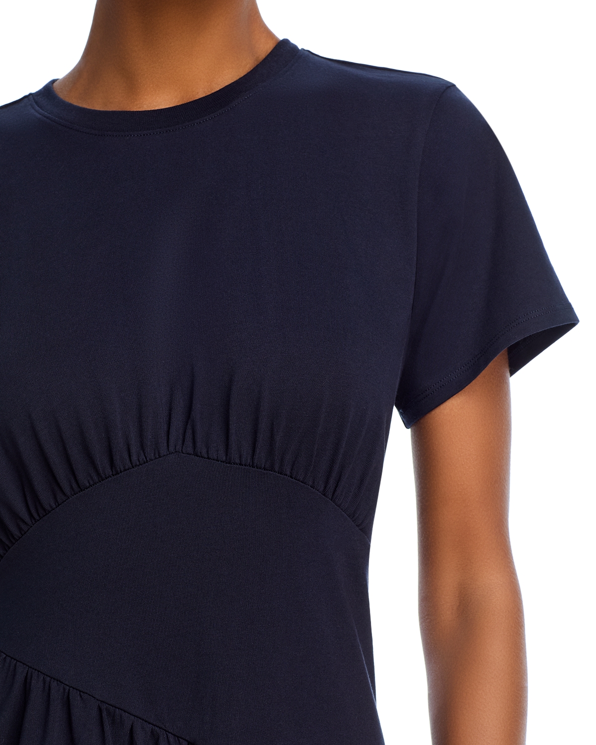 frame gathered seam short sleeve dress FRAME Gathered Seam Short Sleeve Dress | Black | Cotton