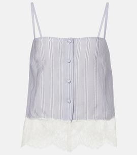 Frame Frame Lace-trimmed striped silk camisole