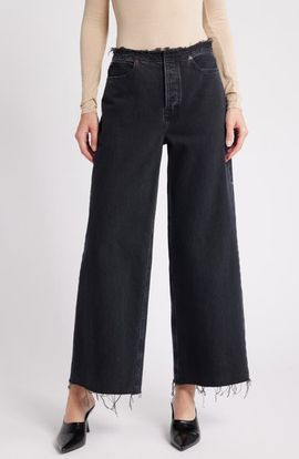 FRAME FRAME Le Distressed Nonstretch Low Rise Wide Leg Cutoff Jeans
