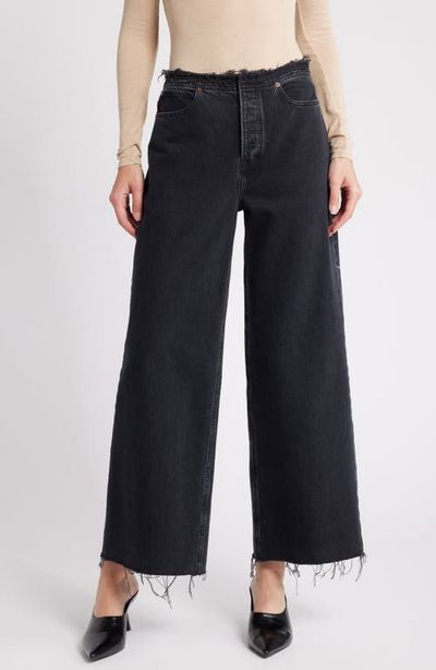 FRAME FRAME Le Distressed Nonstretch Low Rise Wide Leg Cutoff Jeans