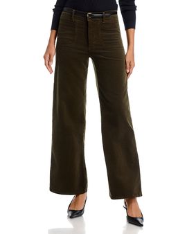 Frame Frame Le Pixie High Rise Slim Palazzo Modernist Corduroy Jeans in Rich Military