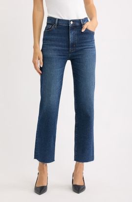 FRAME FRAME Le Sleek Raw Fray High Waist Straight Leg Jeans