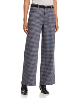 Frame Frame Le Slim High Rise Palazzo Jeans in Chestnut Houndstooth