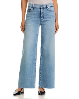 Frame Frame Le Slim High Rise Palazzo Jeans in Dovetail Raw Fray