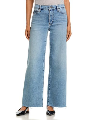 Frame Frame Le Slim High Rise Palazzo Jeans in Dovetail Raw Fray