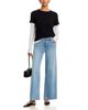 Frame Frame Le Slim High Rise Palazzo Jeans in Dovetail Raw Fray - 2