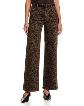 Frame Frame Le Slim High Rise Palazzo Jeans in Leopard