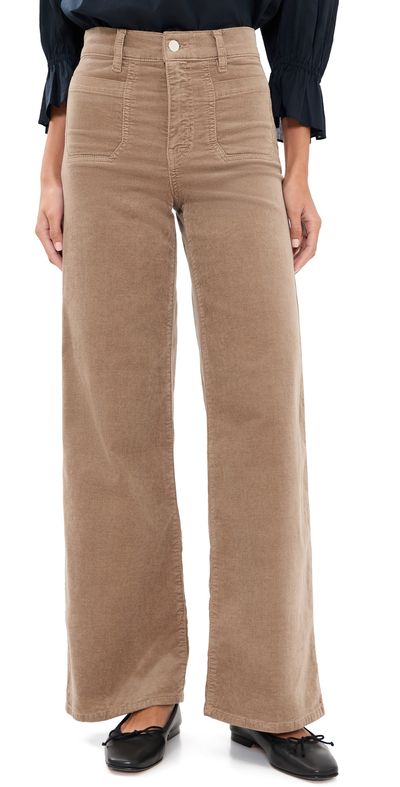 FRAME FRAME Le Slim Palazzo Modernist Corduroy Pants Soft Taupe