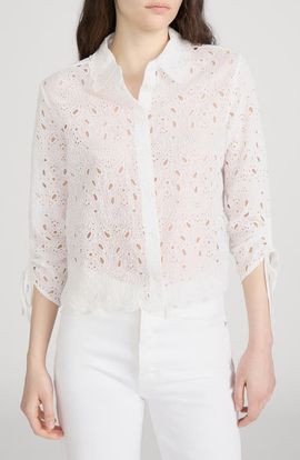 FRAME FRAME Sheer Paisley Eyelet Button-Up Shirt