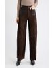 FRAME FRAME Slim Palazzo Suede Leather Pants - 1
