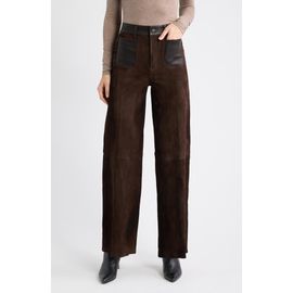 FRAME FRAME Slim Palazzo Suede Leather Pants