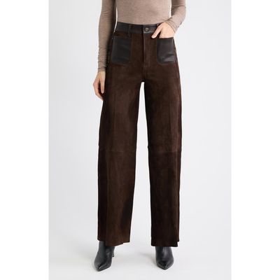 FRAME FRAME Slim Palazzo Suede Leather Pants