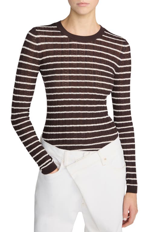 FRAME FRAME Striped Pointelle Crewneck Sweater