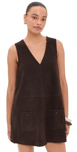 FRAME FRAME Suede Safari Tent Dress Dark Brown