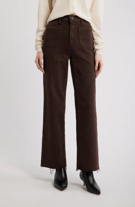 FRAME FRAME The Anchor High Waist Raw Hem Wide Leg Jeans
