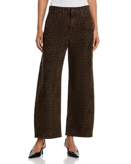 Frame Frame The Bow High Rise Crop Flocked Jeans in Sandcat