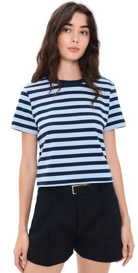 FRAME FRAME The Boxy Tee Chambray Stripe