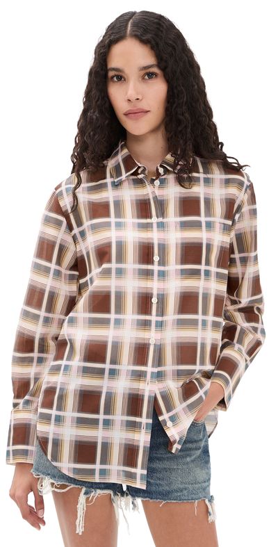 FRAME FRAME The Boy Shirt Silver Peony Plaid