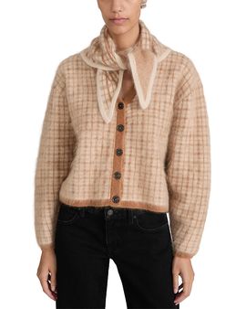 Frame Frame The Brushed Scholar Plaid Wool & Cashmere Cardigan