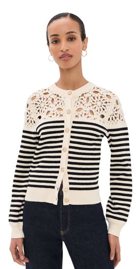 FRAME FRAME The Coastal Stripe Cardigan Cream Multi