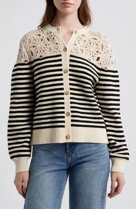 FRAME FRAME The Coastal Stripe Crochet Cardigan
