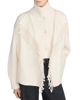 Frame Frame The Cropped Wool Fringed Coat