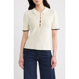 FRAME FRAME The Daybreak Open Stitch Polo Sweater